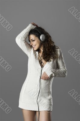 Sexy woman listening music