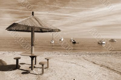 Chillout at the beach sepia