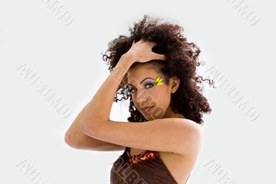 Brunette with flower makeup