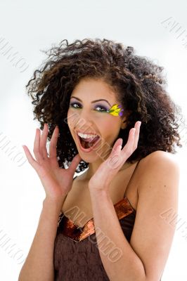 Brunette with flower makeup