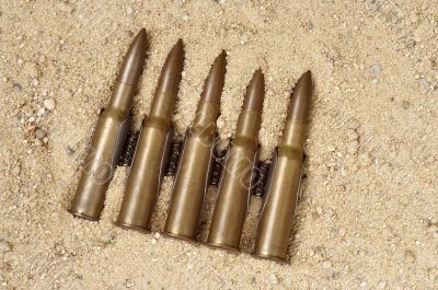 ammunition on the sand