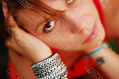 Half Face Portrait Of A Pretty  Young Woman