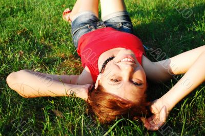 happy girl in nature