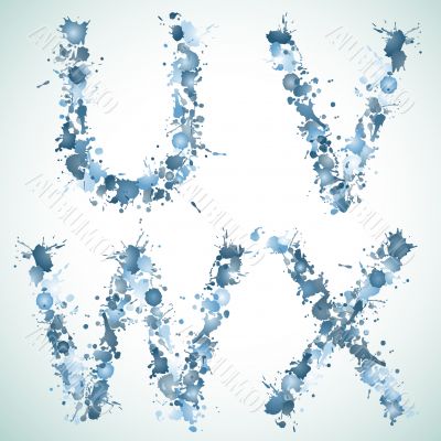 alphabet water drop UVWX