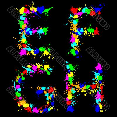 alphabet color drop EFGH