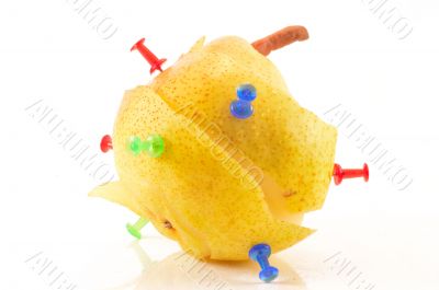 Yellow pear on a white background