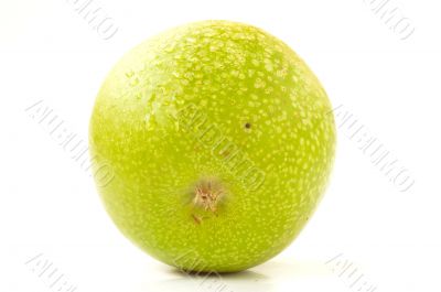 Green apple on a white background