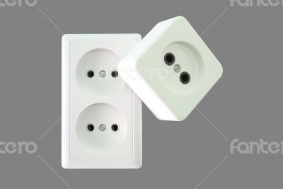 Electrical sockets on a grey background