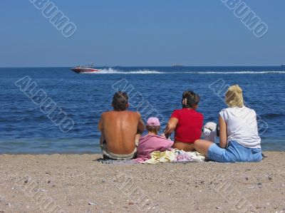 family on the beach