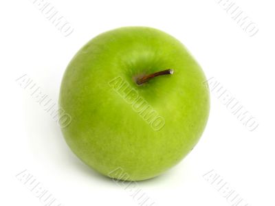 A green apple on white background