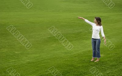 Woman on a green meadow