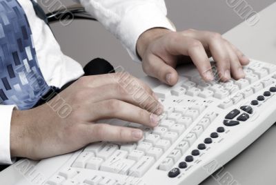 typing on computer keyboard