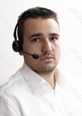  friendly telephone operator in an office