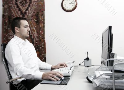 friendly telephone operator in an office