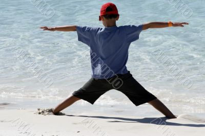 playing at the whitehaven beach