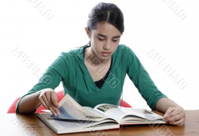 young woman reading in the library