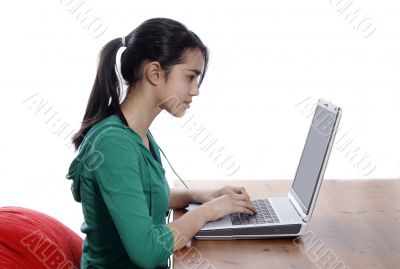 pretty girl using laptop