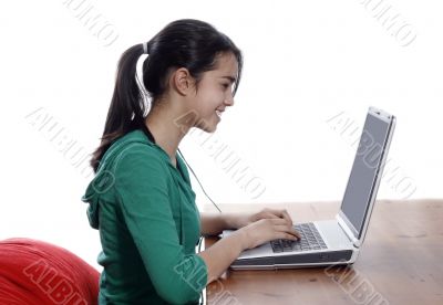 pretty girl using laptop