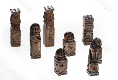 wooden carved chess pieces