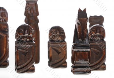 wooden carved chess pieces