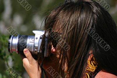 Brunette photographer woman