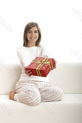 Happy woman with gifts