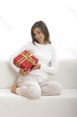 Happy woman with gifts