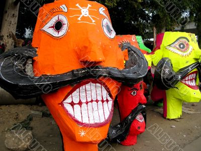 Ravana head effigy