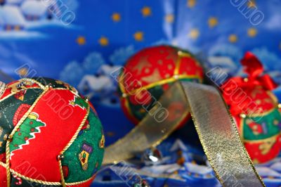 Christmas balls and ribbon