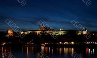 Prague castle at night