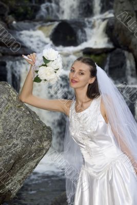 Bride at Waterfall