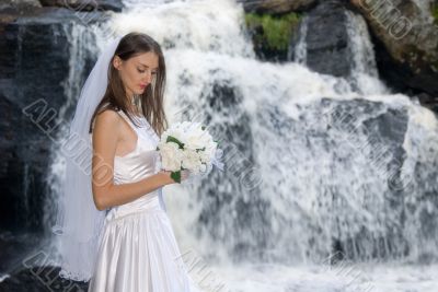 Bride at Waterfall