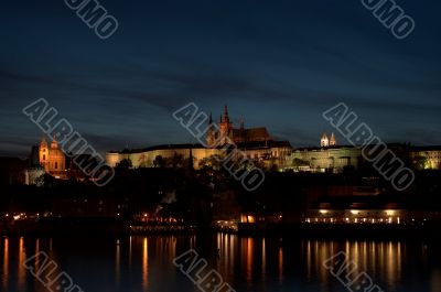 Prague castle at night