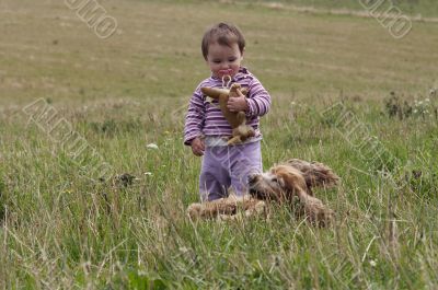 baby with dog