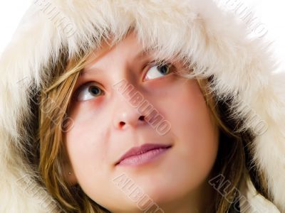 Girl wearing a white coat