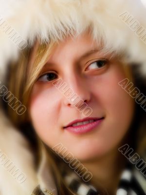 Girl wearing a white coat