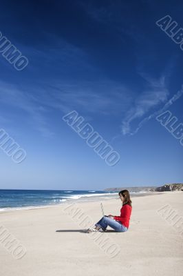 Working on the beach