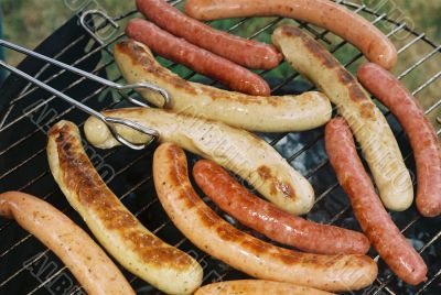 Sausages on Barbecue grill