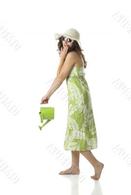 Woman with a watering can