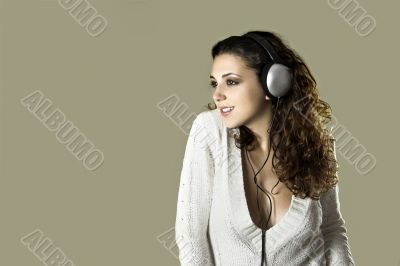 Sexy woman listening music