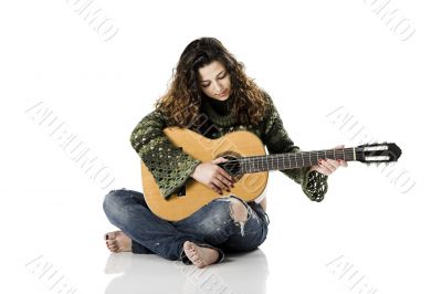 Playing guitar