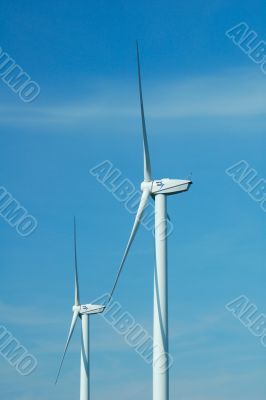 Close up of two windturbines