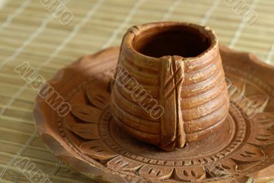 Earthen Pottery Tea Cup and Saucer