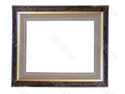 Empty picture gold wooden frame with a decorative pattern