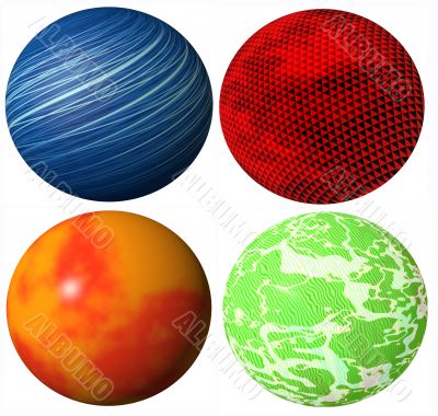 colored abstract globe spheres high quality rendered from 3d