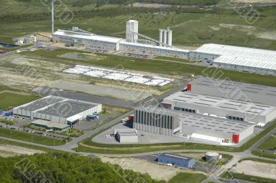 Aerial view of an industrial area