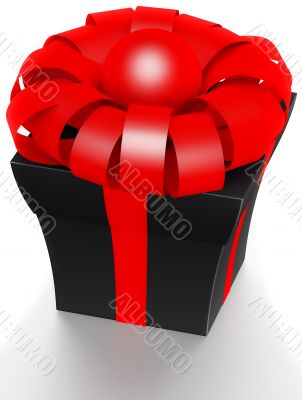 Beautiful box with a gift with a bow