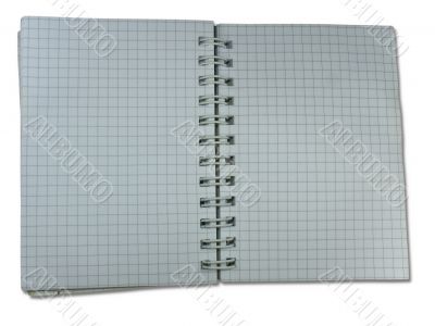 opened blank squared notebook isolated over white background