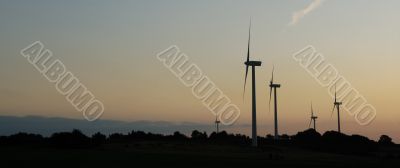 windturbines on sunset