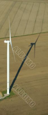 aerial view of a windturbine